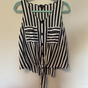 A.N.A. A New Approach Sleeveless Chest Pockets Collared Tie Front Shirt Size Med